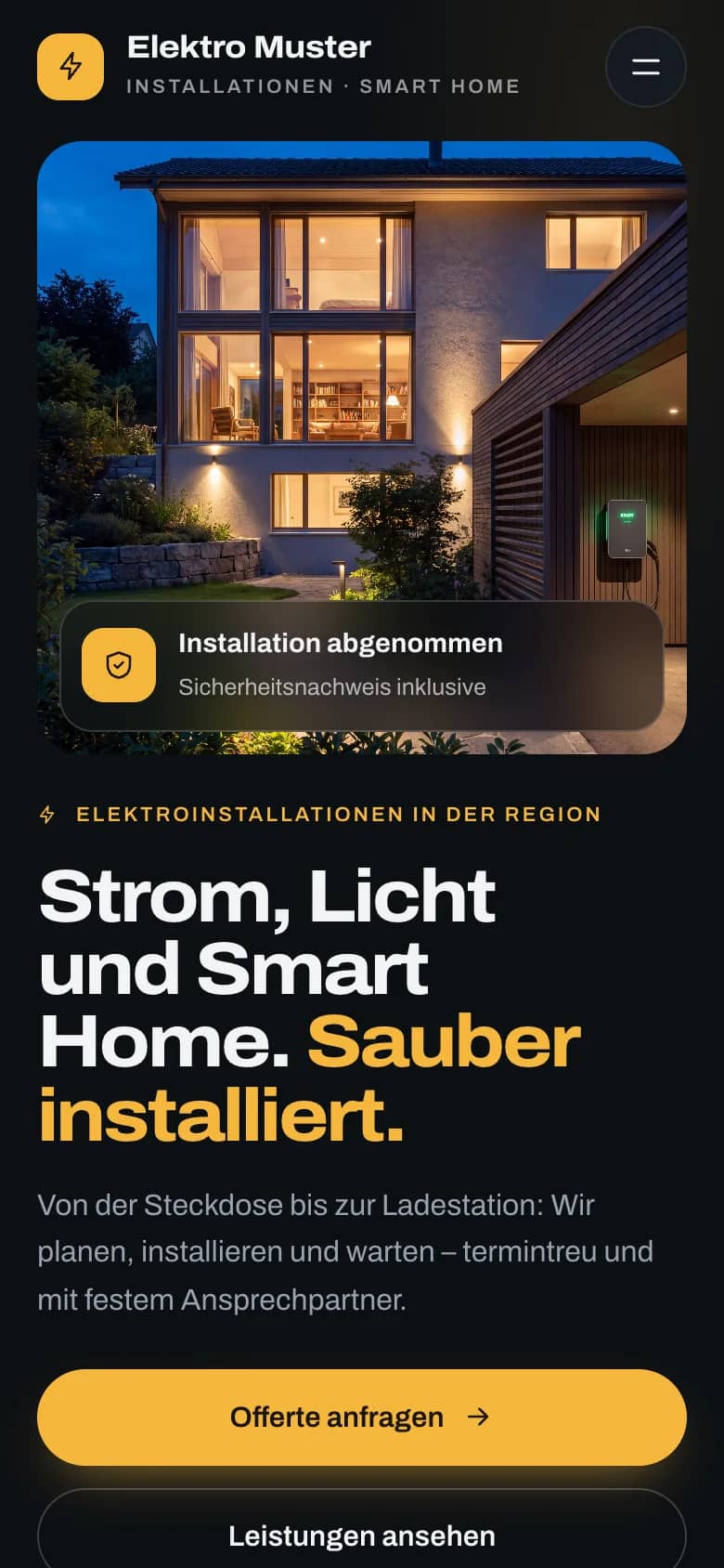 Elektro Muster: neue mobile Ansicht (Beispiel)