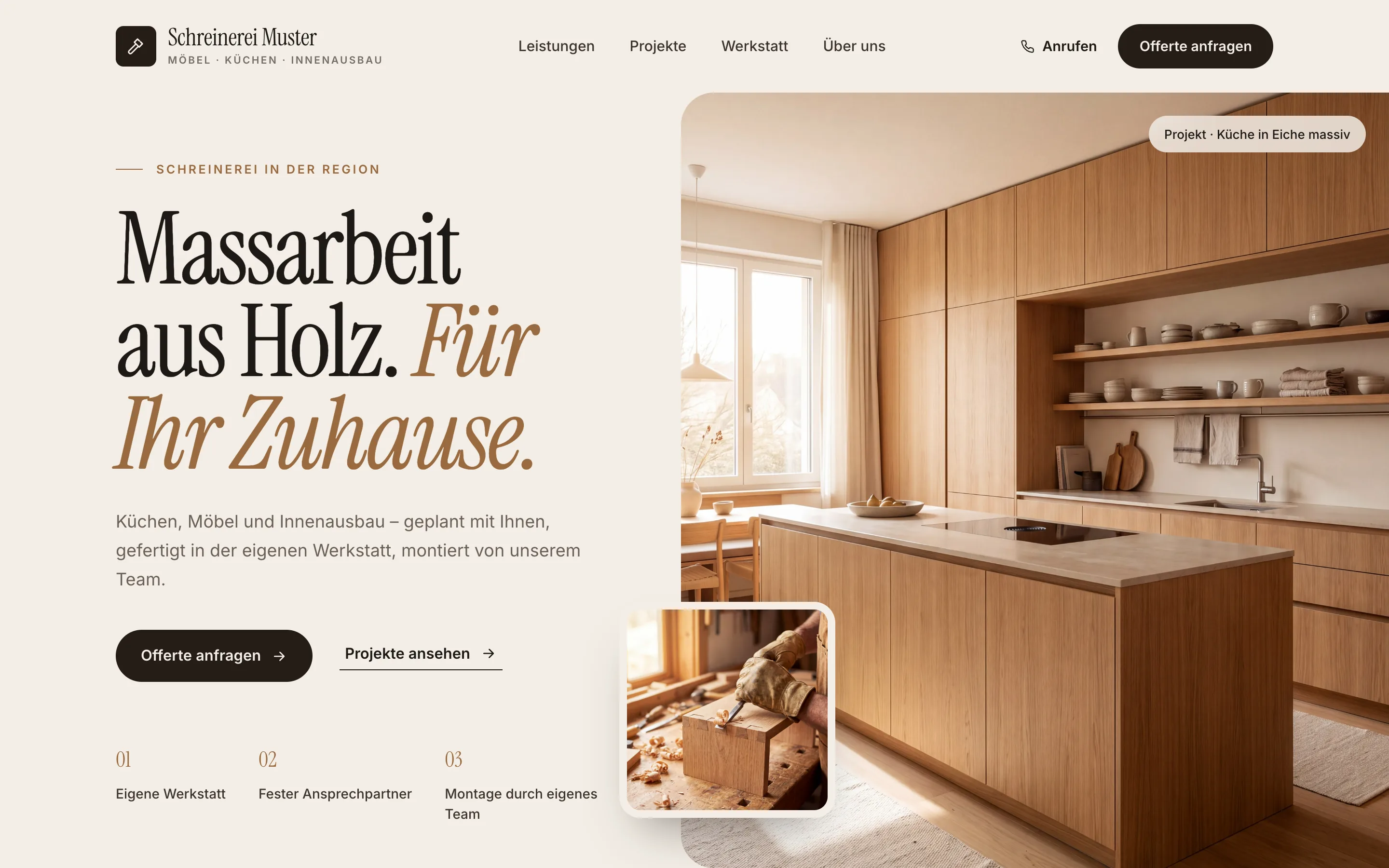 Schreinerei Muster: neuer Entwurf (Beispiel)